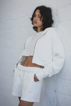 BABYDOLL CROP ZIP HOODIE