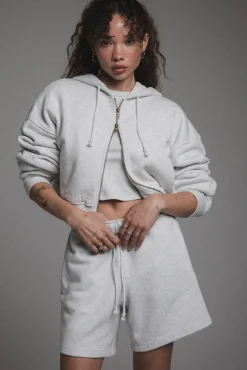 BABYDOLL CROP ZIP HOODIE