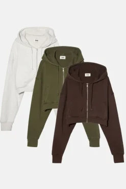 BABYDOLL CROP ZIP HOODIE 3 PACK