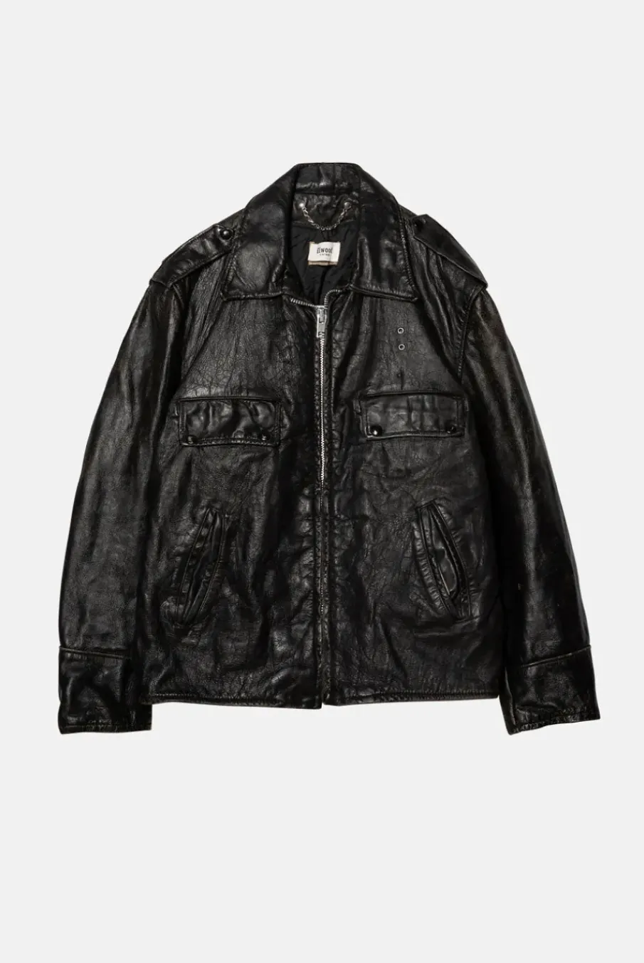 VINTAGE BLACK LEATHER JACKET - L