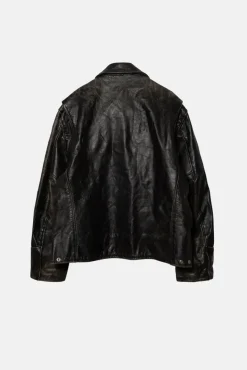 VINTAGE BLACK LEATHER JACKET - L