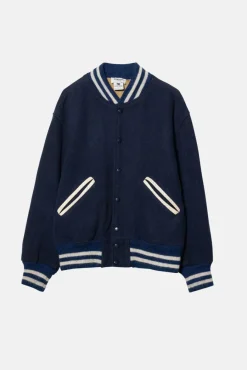 VINTAGE BLUE LETTERMAN JACKET - M