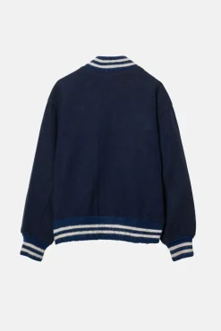 VINTAGE BLUE LETTERMAN JACKET - M