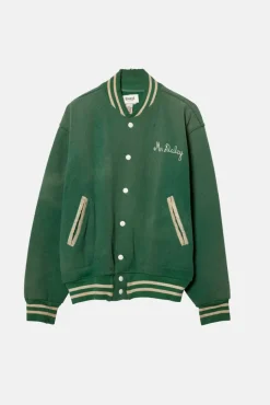 VINTAGE GREEN LETTERMAN JACKET - M