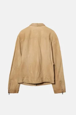 VINTAGE LEATHER JACKET BEIGE - S