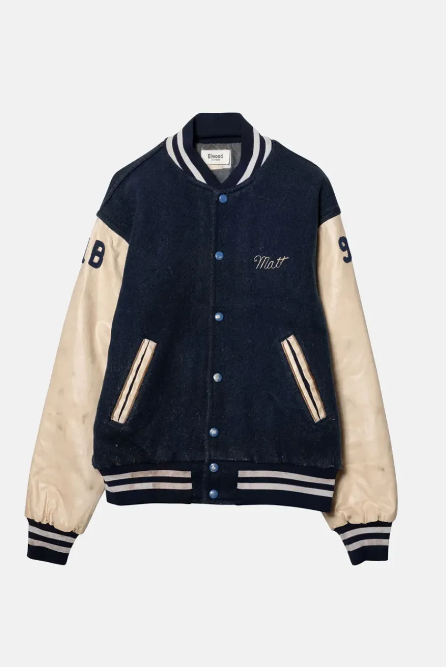 VINTAGE LETTERMAN JACKET NAVY / WHITE - M